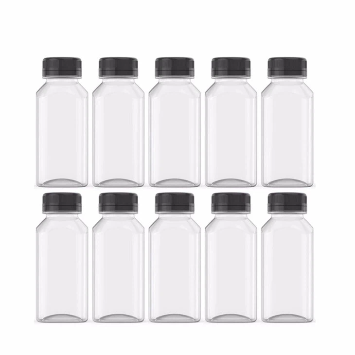 Square Juice Bottle PET 250ml 350ml 500ml Beverage Square Bottle For Juice Milk Tea